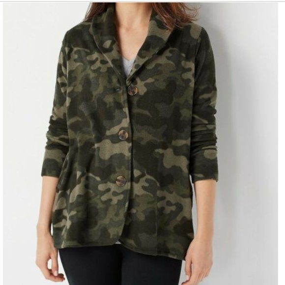 Cuddl Duds Fleecewear Button Front Camo 